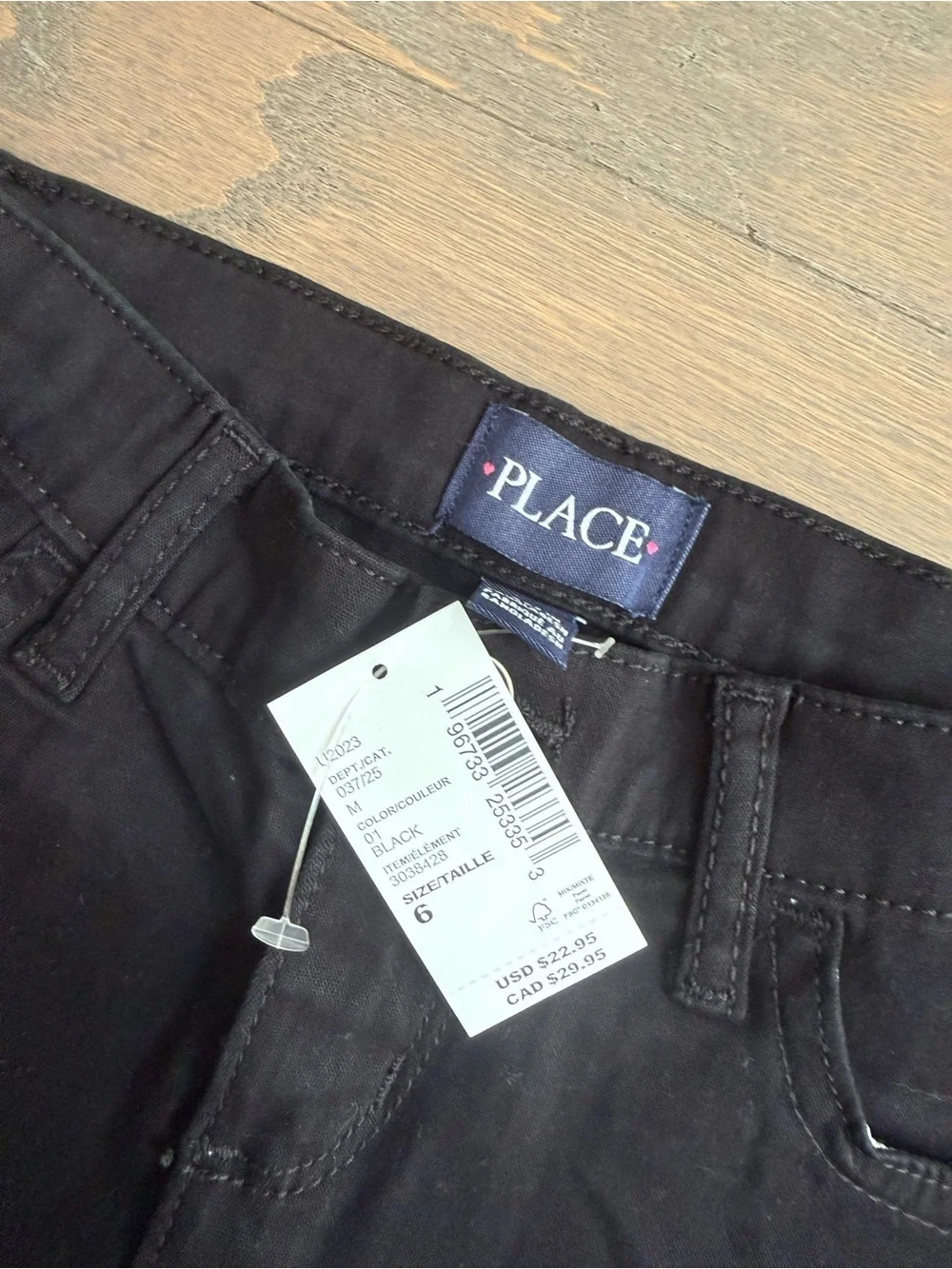 Girls kids Children's Place Khaki & Black Boys Chino shorts sz 6